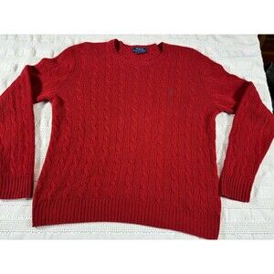 Polo Ralph Lauren Men’s Size L Italian Wool Cashmere Crewneck Cable Knit Sweater